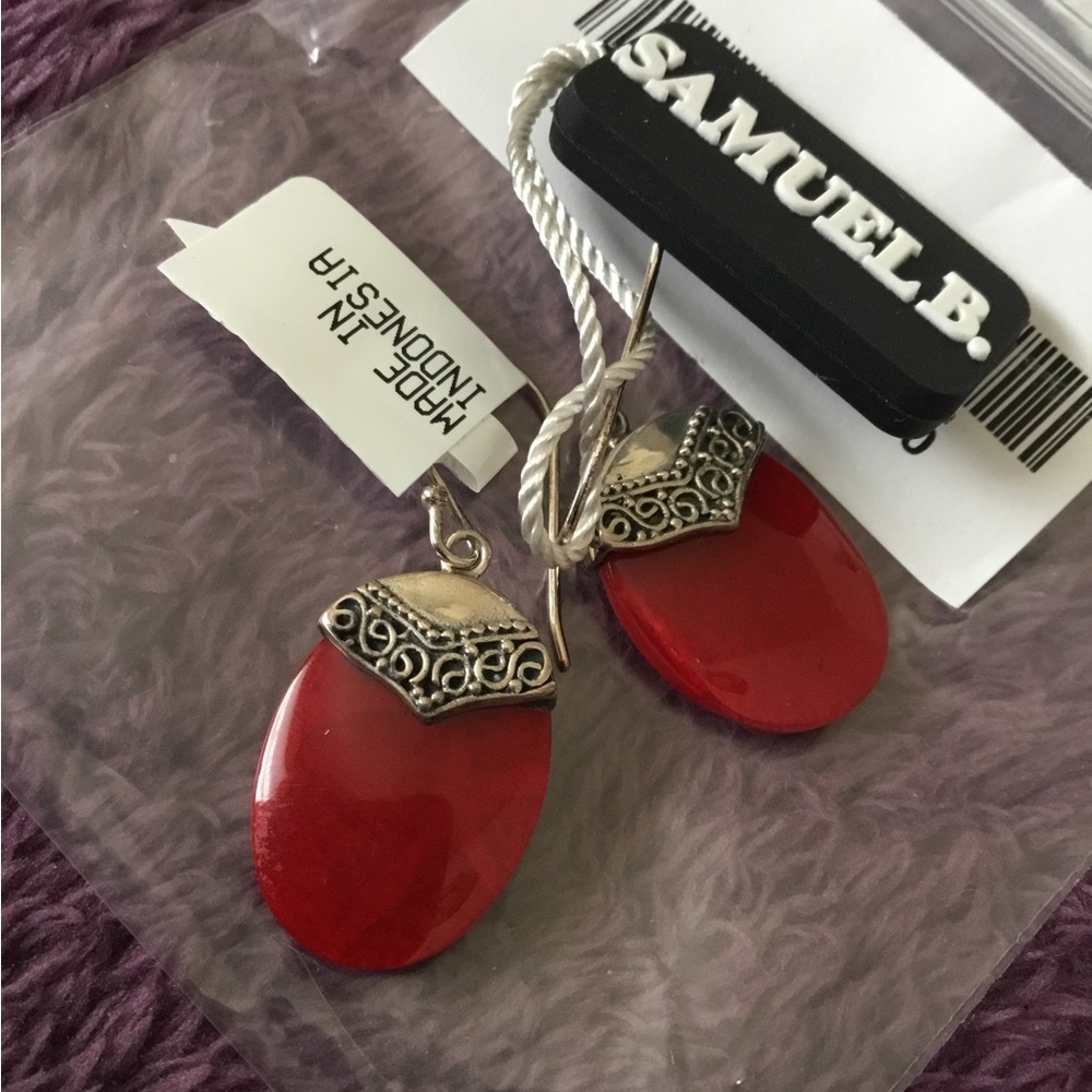 NWT Artisan Crafted By Samual B Natural Gems From The Sea Gemstone Earrings